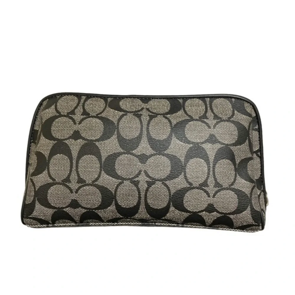 Coach black gray legacy striped signature clutch bag